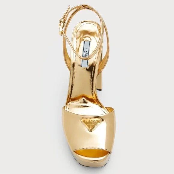 Sold Out Prada Plateau Platform Heeled Sandals in Gold Platino 36.5. Negotiable - Picture 6 of 7